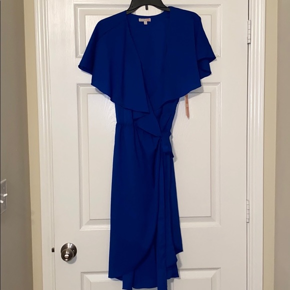 Gianni Bini Royal Blue Wrap Ruffle Dress - Picture 4 of 5